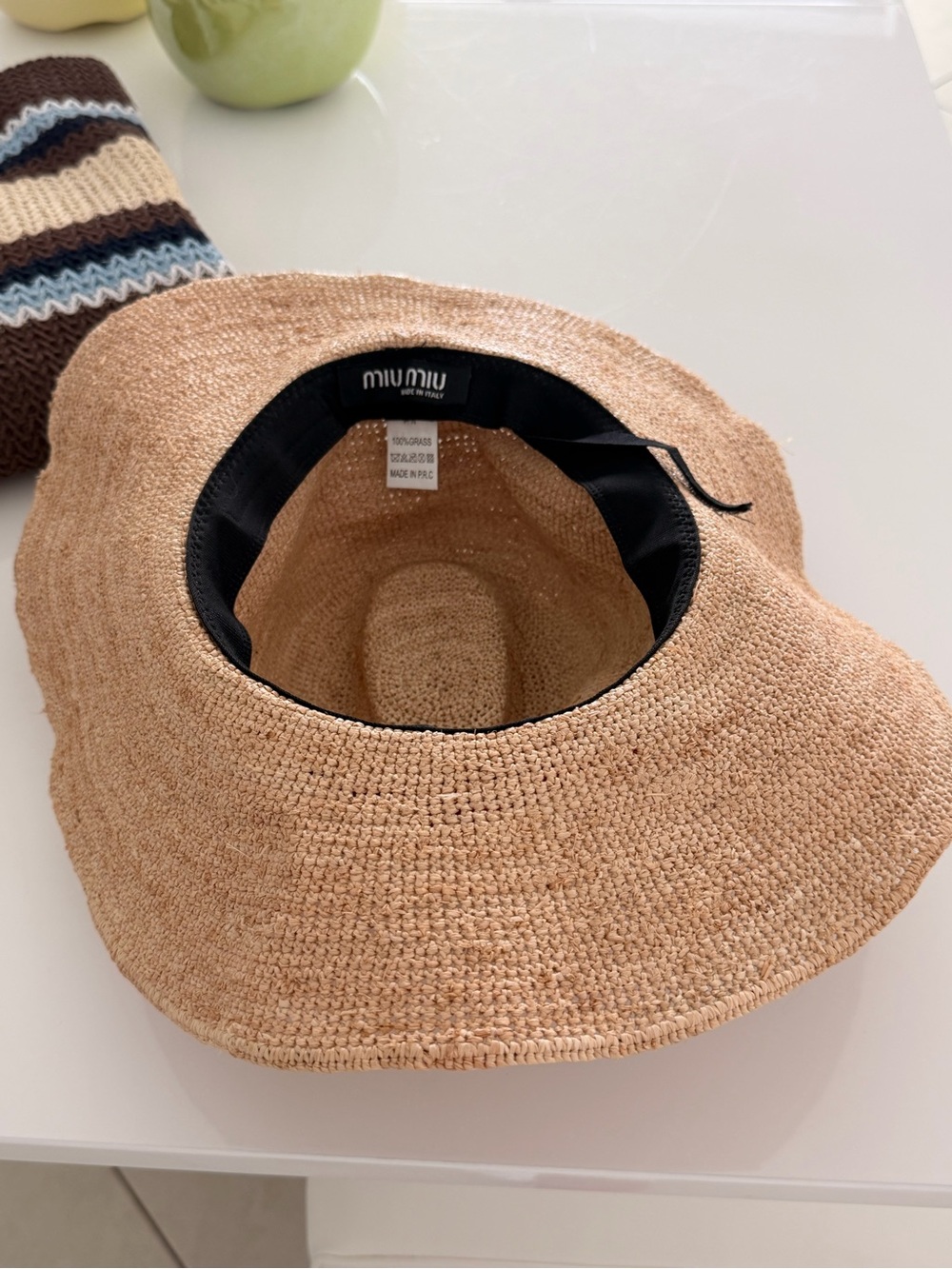 Miu Miu Straw Wide-Brim Hat with Red Band - Picture 3 of 3